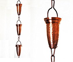 U-nitt 8-1/2 feet Pure Copper Rain Chain: Stamped Cup 8.5 ft Length #786/231