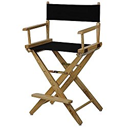 American Trails Extra-Wide Premium 24″ Director’s Chair Natural Frame with Black Canvas, Counter Height