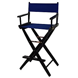 American Trails Extra-Wide Premium 30″ Director’s Chair Black Frame with Royal Blue Canvas, Bar Height
