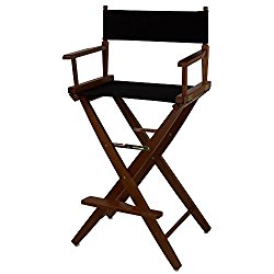 American Trails Extra-Wide Premium 30″ Director’s Chair Mission Oak Frame with Black Canvas, Bar Height