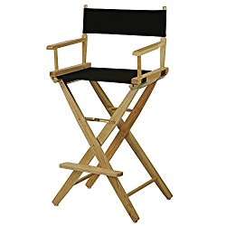 American Trails Extra-Wide Premium 30″ Director’s Chair Natural Frame with Black Canvas, Bar Height