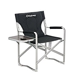 KingCamp Director Chair Folding Aluminum Padding Portable Heavy Duty Comfort Sturdy Reclining with Armrest Side Table and Cup Holder for Camping