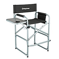 KingCamp Tall Director Chair Collapsible with Side Table Cup Holder Side Storage Bag Footrest, Folding Portable, Supports 300 lbs