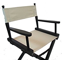 PERSONALIZED IMPRINTED Gold Medal Contemporary 18″ Table Height Black Frame Directors Chair – Natural