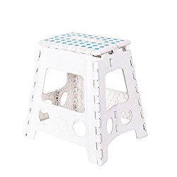 KARMAS PRODUCT Super Strong Folding Step Stool 15 In Portable Carrying Handle for Adults and Kids.Great for Kitchen White