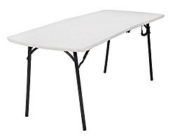 COSCO Diamond Series 300 lb. Weight Capacity, 6 ft. x 30 in. Fold-in-Half Banquet Table, White Speckle with Hammer Tone Frame