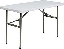 Flash Furniture 24”W x 48”L Granite White Plastic Folding Table