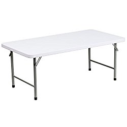 Flash Furniture 24”W x 48”L x 19”H Kid’s Granite White Plastic Folding Table