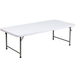 Flash Furniture 30”W x 60”L x 19”H Kid’s Granite White Plastic Folding Table