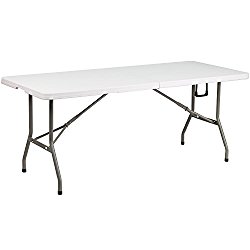 Flash Furniture 30”W x 72”L Bi-Fold Granite White Plastic Folding Table