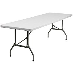 Flash Furniture 30”W x 96”L Granite White Plastic Folding Table