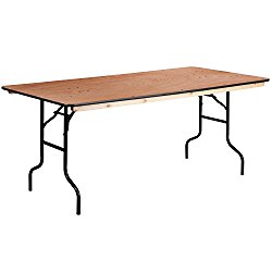 Flash Furniture 36” x 72” Rectangular Wood Folding Banquet Table with Clear Coated Finished Top