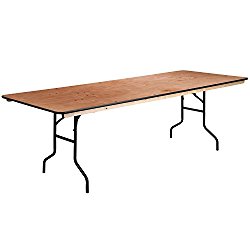 Flash Furniture 36” x 96” Rectangular Wood Folding Banquet Table with Clear Coated Finished Top