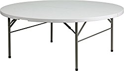 Flash Furniture 72” Round Bi-Fold Granite White Plastic Folding Table