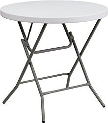 Flash Furniture Granite 32-Inch Round Folding Table, White