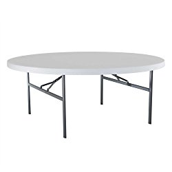 Lifetime 22673 Folding Round Table, 6 Feet, White-Granite