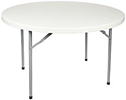 National Public Seating BT-R Series Steel Frame Round Blow Molded Plastic Top Folding Table, 700 lbs Capacity, 48″ Diameter x 29-1/2″ Height, Speckled Gray/Gray
