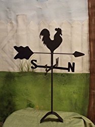 Rooster Roof Mounted Weathervane Black Wrought Iron
