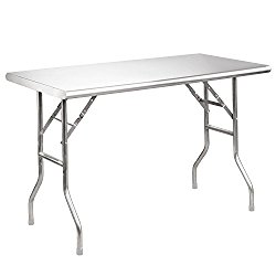 Royal Gourmet Stainless Steel Folding Work Table, 48″ L x 24″ W