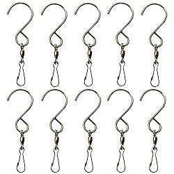 10 pack Swivel Hooks Clips Smooth Spinning for Hanging Wind Spinners Wind Chimes Crystal Twisters Party Supply Rotating Display S Hooks