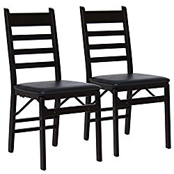 Best Choice Products Set of 2 Folding Wood Ladder Chairs- Espresso Brown