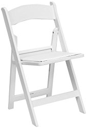 Flash Furniture HERCULES Series 1000 lb. Capacity White Resin Folding Chair with White Vinyl Padded Seat