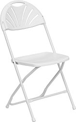 Flash Furniture HERCULES Series 800 lb. Capacity White Plastic Fan Back Folding Chair
