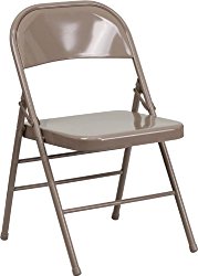 Flash Furniture HERCULES Series Triple Braced & Double Hinged Beige Metal Folding Chair