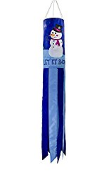 In the Breeze Let it Snow 40 Inch Windsock – Hanging Winter Decoration – Outdoor Holiday Décor