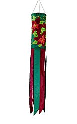 In the Breeze Poinsettia 40 Inch Windsock – Hanging Winter Decoration – Outdoor Holiday Décor