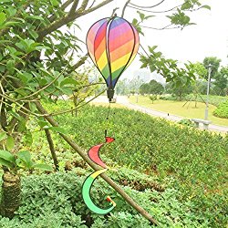MEXUD-Striped Rainbow Windsock Hot Air Balloon Wind Spinner Multi-Colored Garden Decor by MEXUD