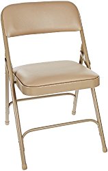 National Public Seating 1200 Series Steel Frame Upholstered Premium Vinyl Seat and Back Folding Chair with Double Brace, 480 lbs Capacity, French Beige/Beige (Carton of 4)