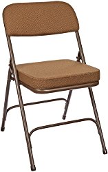 National Public Seating 3200 Series Steel Frame Upholstered Premium Fabric Seat and Back Folding Chair with Double Brace, 300 lbs Capacity, Antique Gold/Brown (Carton of 2)