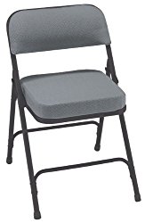National Public Seating 3200 Series Steel Frame Upholstered Premium Fabric Seat and Back Folding Chair with Double Brace, 300 lbs Capacity, Charcoal Gray/Black (Carton of 2)