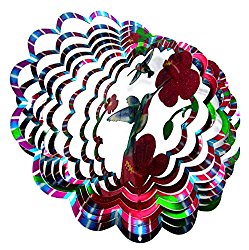 Shipityourway 3D Wind Spinner Hummingbird Whirligig Twister with Swivel (12″ Inch, Multi Color Rainbow)
