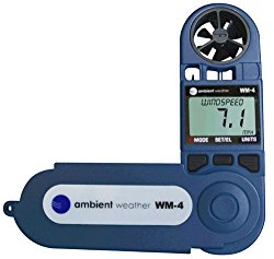 Ambient Weather WM-4 Handheld Weather Station w/ Windspeed, Direction, Temperature, Humidity, Compass, Dew Point, Comfort Index, Psychrometer