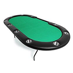 BBO Poker Aces Pro Folding Poker Table for 10 Players with Green Felt Playing Surface, 96-Inch Oval