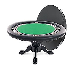 BBO Poker Nighthawk Poker Table for 8 Players with Green Speed Cloth Playing Surface, 55-Inch Round, Includes Matching Dining Top