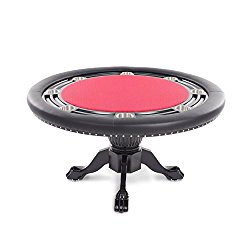 BBO Poker Nighthawk Poker Table for 8 Players with Red Speed Cloth Playing Surface, 55-Inch Round