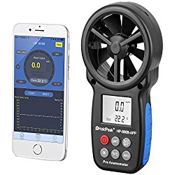 HOLDPEAK 866B-APP Digital Anemometer Handheld APP Wind Speed Meter for Measuring Wind Speed, Temperature, Wind Chill with Backlight (Black)