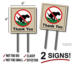 2 Signs, No Pooping, Dog Poop Yard Sign, Thank You
