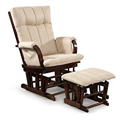 Artiva USA Home Deluxe Microfiber Cushion Cherry Wood Glider Rocker Chair and Ottoman Set (Mocha)