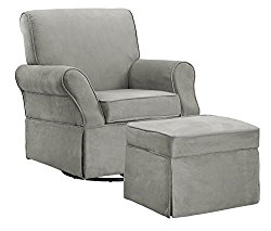 Baby Relax The Kelcie Nursery Swivel Glider Chair and Ottoman Set, Grey