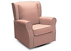 Delta Furniture Middleton Upholstered Glider Swivel Rocker Chair, Blush