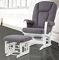 Dutailier Modern Glider with Multiposition, Recline and Ottoman Combo, White/Dark Grey