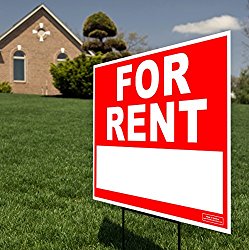 Large 24″ x 18″ – Home For Rent – Yard Sign / Lawn Signage + Ground Stake