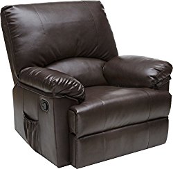 Relaxzen 60-7000M Rocker Recliner with Heat and Massage, Brown Marbled Leather