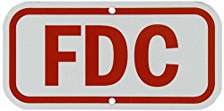 SmartSign 3M Engineer Grade Reflective Sign, Legend “FDC”, 6″ high x 12″ wide, Red on White