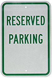SmartSign 3M Engineer Grade Reflective Sign, Legend “Reserved Parking”, 18″ high x 12″ wide, Green on White