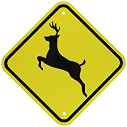 SmartSign MUTCD # W11-3 3M Engineer Grade Reflective Sign, “Deer Traffic” with Graphic, 12″ square, Black on Yellow
